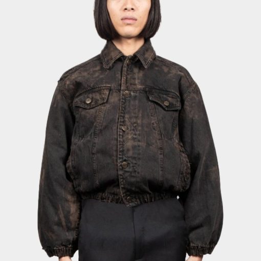 데님 블랙 봄버 재킷