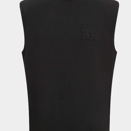 패딩 숄더 슬리브리스 티셔츠