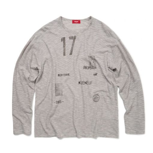 STATE:17' 프린트 스트라이프 긴팔 티셔츠 [블랙]